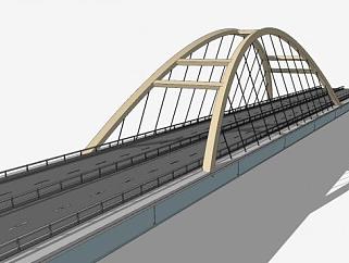 现代四车道公路桥SU模型下载_sketchup草图大师SKP模型