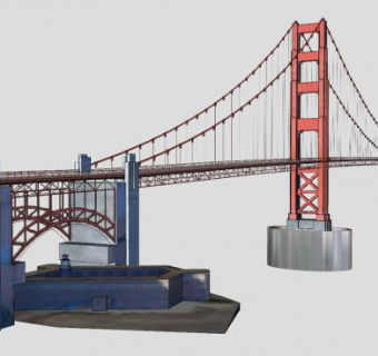 建筑金门大桥桥梁SU模型下载_sketchup草图大师SKP模型