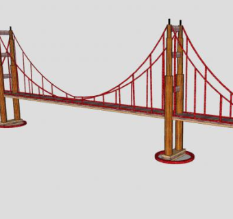 现代双柱拉索桥SU模型下载_sketchup草图大师SKP模型