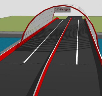拱桁架四车道桥梁SU模型下载_sketchup草图大师SKP模型