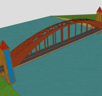 古老四车道桥梁SU模型下载_sketchup草图大师SKP模型