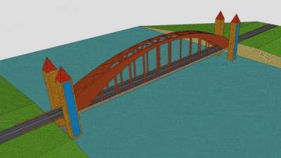 古老四车道桥梁SU模型下载_sketchup草图大师SKP模型