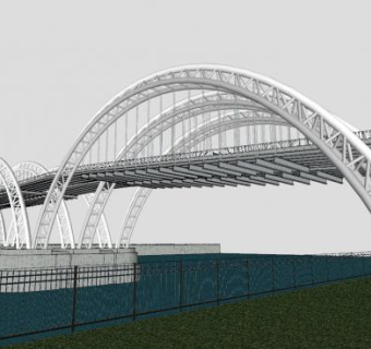 管桁架桥拱桥SU模型下载_sketchup草图大师SKP模型