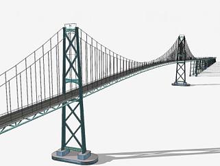 狮门大桥景点悬索桥SU模型下载_sketchup草图大师SKP模型