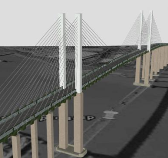 斜拉桥达特福德大桥SU模型下载_sketchup草图大师SKP模型