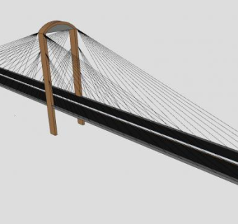 公路斜拉吊桥SU模型下载_sketchup草图大师SKP模型