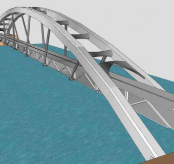 跨河车道桥梁SU模型下载_sketchup草图大师SKP模型