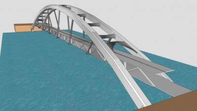 跨河车道桥梁SU模型下载_sketchup草图大师SKP模型