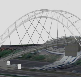 高地人行天桥建筑SU模型下载_sketchup草图大师SKP模型