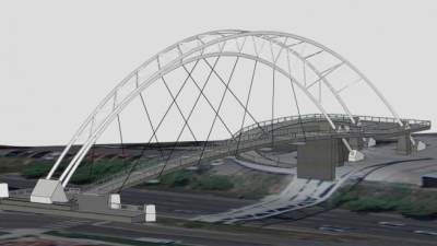 高地人行天桥建筑SU模型下载_sketchup草图大师SKP模型