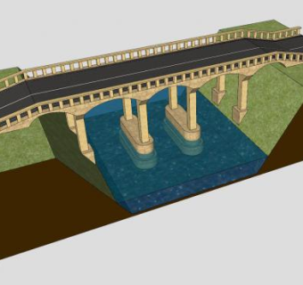 郊区公路石桥SU模型下载_sketchup草图大师SKP模型