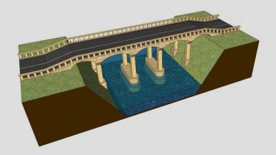 郊区公路石桥SU模型下载_sketchup草图大师SKP模型