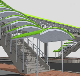 人行天桥桥梁SU模型下载_sketchup草图大师SKP模型
