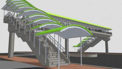 人行天桥桥梁SU模型下载_sketchup草图大师SKP模型