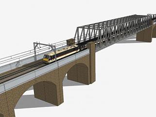 现代铁路<em>桁架桥</em>SU模型下载_sketchup草图大师SKP模型