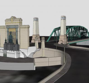 纪念大桥桥梁建筑SU模型下载_sketchup草图大师SKP模型