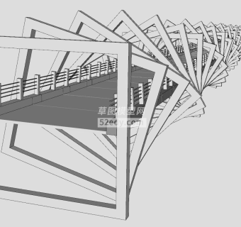 螺旋横梁公路桥SU模型下载_sketchup草图大师SKP模型
