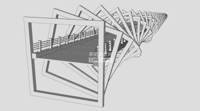 螺旋横梁公路桥SU模型下载_sketchup草图大师SKP模型