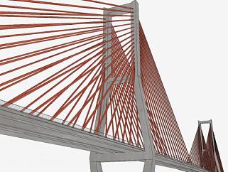 印度尼西亚斜拉桥桥梁SU模型下载_sketchup草图大师SKP模型