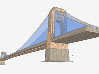 公路桥梁玻璃梁架SU模型下载_sketchup草图大师SKP模型