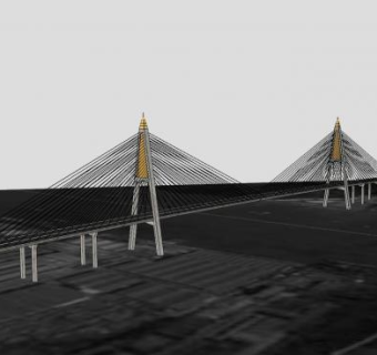 钢索斜拉桥SU模型下载_sketchup草图大师SKP模型