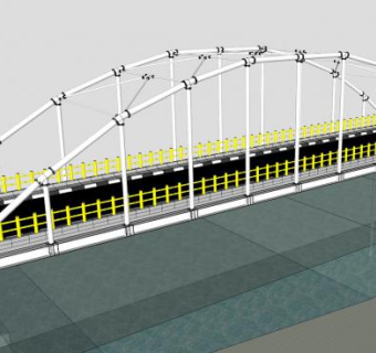 钢管拱桥桥梁SU模型下载_sketchup草图大师SKP模型