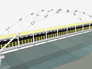 钢管拱桥桥梁SU模型下载_sketchup草图大师SKP模型