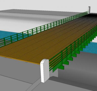 跨河人行道直桥SU模型下载_sketchup草图大师SKP模型