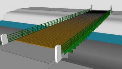 跨河人行道直桥SU模型下载_sketchup草图大师SKP模型