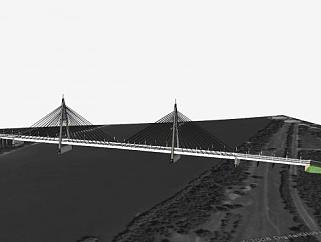 建筑大桥斜拉桥SU模型下载_sketchup草图大师SKP模型