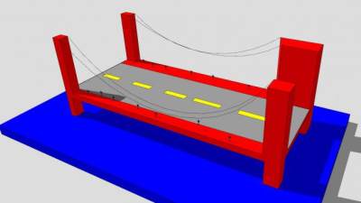 简易河上公路架桥SU模型下载_sketchup草图大师SKP模型