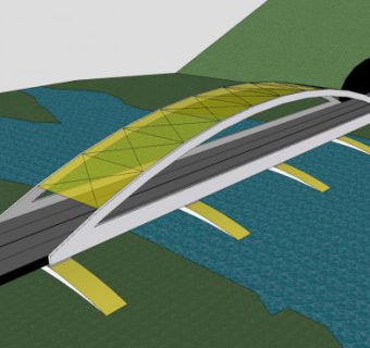 现代湖泊隧道桥梁SU模型下载_sketchup草图大师SKP模型