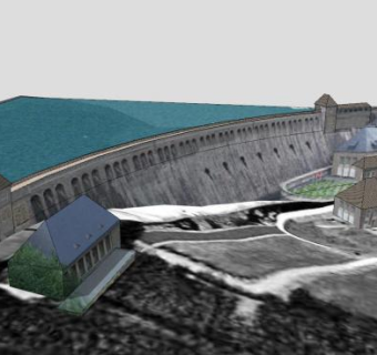 艾斯特水坝建筑SU模型下载_sketchup草图大师SKP模型