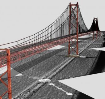 斜拉桥建筑吊桥SU模型下载_sketchup草图大师SKP模型