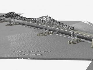 悬索桥大桥建筑SU模型下载_sketchup草图大师SKP模型