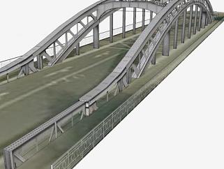拱桥式桥梁建筑SU模型下载_sketchup草图大师SKP模型