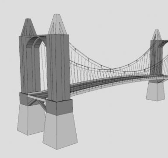 现代拉索桥梁建筑SU模型下载_sketchup草图大师SKP模型
