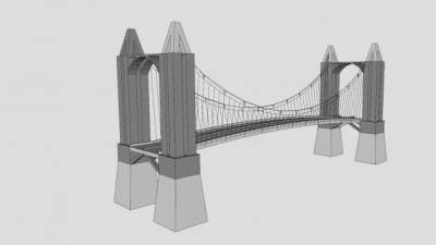 现代拉索桥梁建筑SU模型下载_sketchup草图大师SKP模型