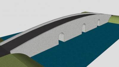 仿古拱底石桥SU模型下载_sketchup草图大师SKP模型