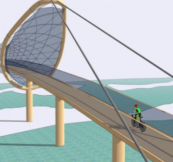 自行车道路桥建筑SU模型下载_sketchup草图大师SKP模型