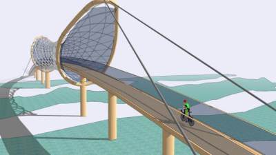 自行车道路桥建筑SU模型下载_sketchup草图大师SKP模型