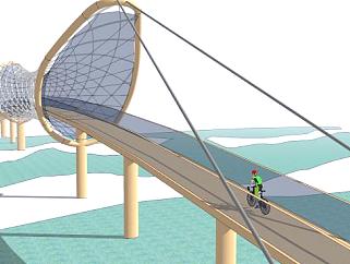 自行车<em>道路桥</em>建筑SU模型下载_sketchup草图大师SKP模型