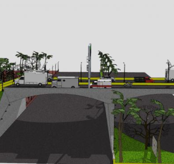 交通桥建筑道路SU模型下载_sketchup草图大师SKP模型