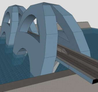 现代新月形桥梁SU模型下载_sketchup草图大师SKP模型