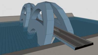 现代新月形桥梁SU模型下载_sketchup草图大师SKP模型