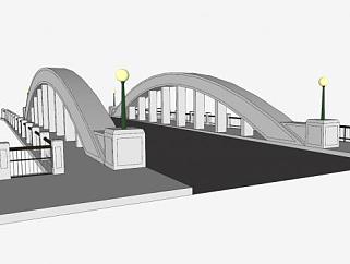 现代人形桥拱桥SU模型下载_sketchup草图大师SKP模型