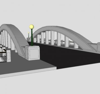 现代人形桥拱桥SU模型下载_sketchup草图大师SKP模型