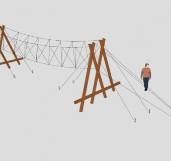 绳索障碍桥梁SU模型下载_sketchup草图大师SKP模型