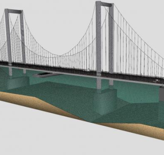 海上拉索跨桥SU模型下载_sketchup草图大师SKP模型