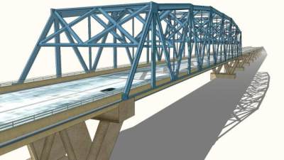 马克吐温大桥桥梁建筑SU模型下载_sketchup草图大师SKP模型